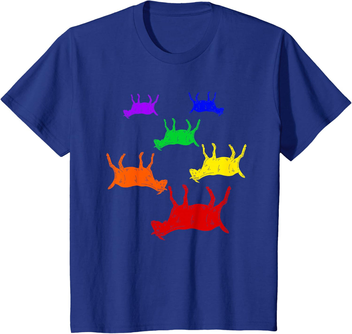 Rainbow Fainting Goats Farm Animal Lover Fainting Goat T-Shirt - Royal Blue