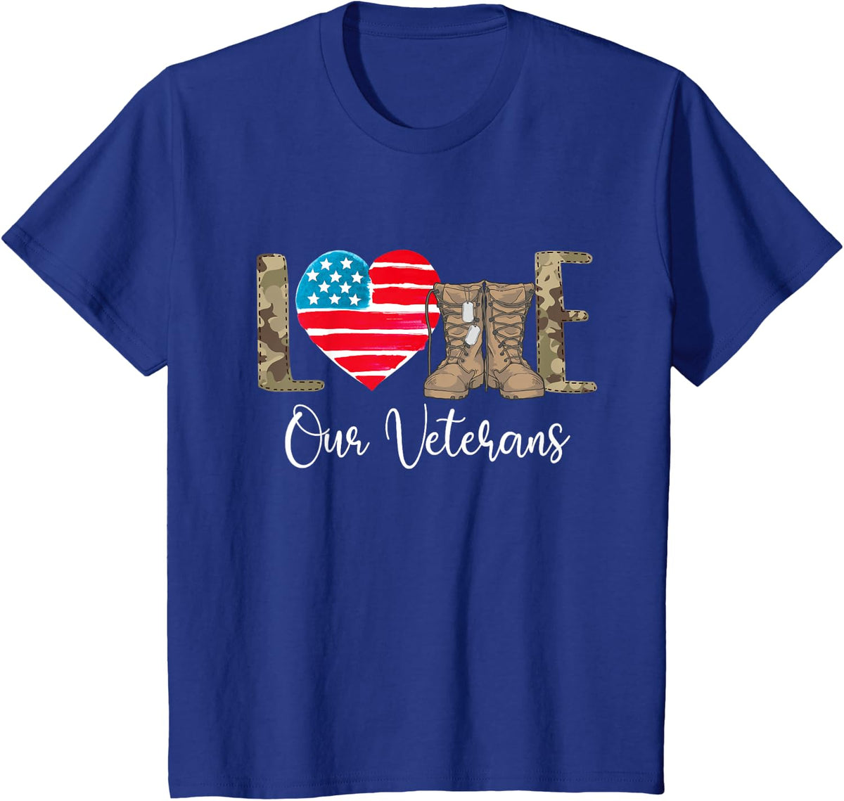 Love Our Veterans - Patriotic America Veterans Memorial Day T-Shirt - Royal Blue