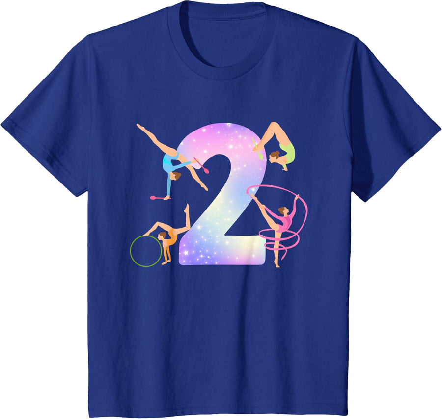 2nd Gymnastics Birthday Party 2 Year Old Gymnast Birthday T-Shirt - Royal Blue