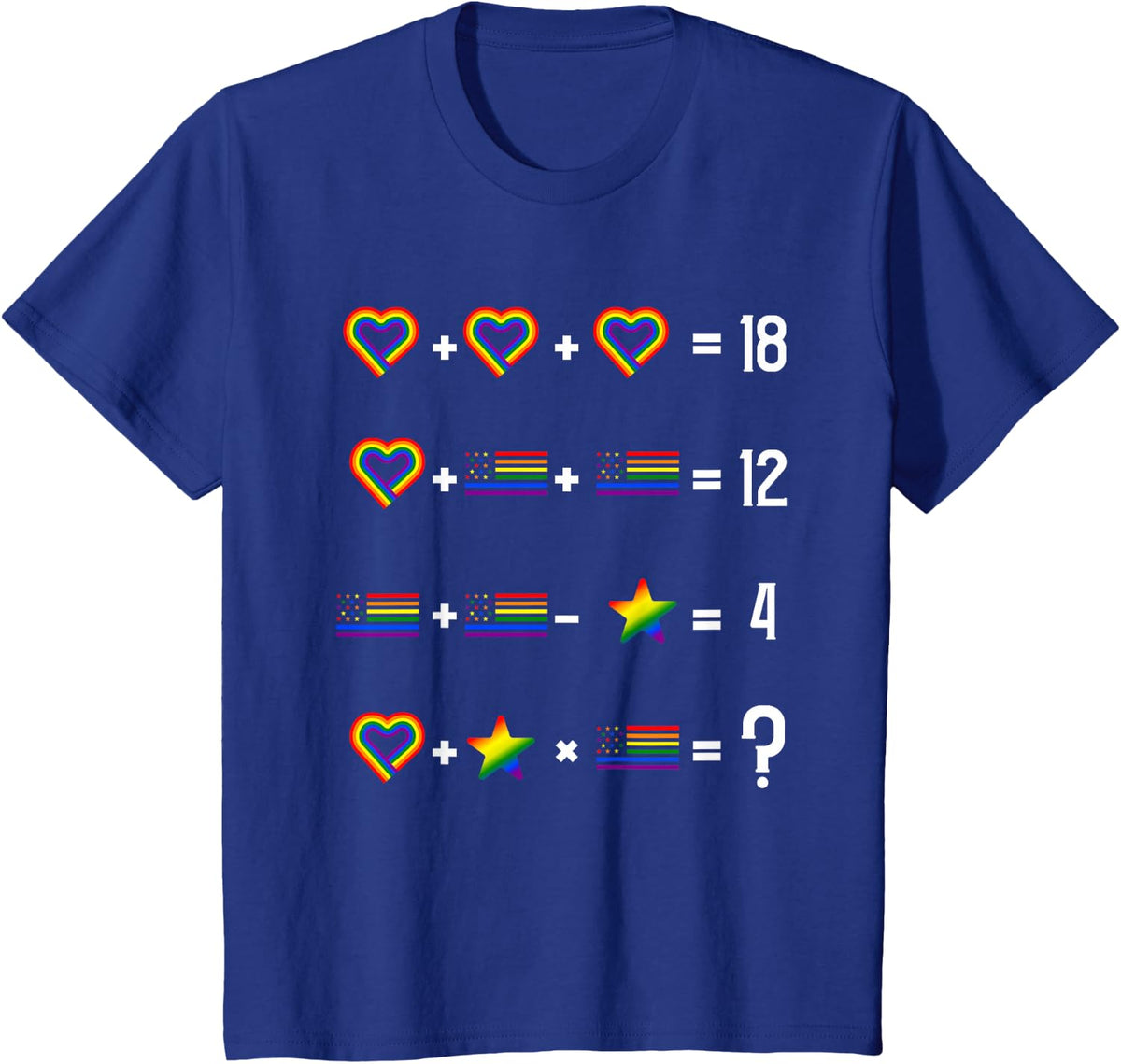 Math Equation LGBT-Q Cool Gay Pride Rainbow Flag Teacher T-Shirt for Men Women Kids - Royal Blue