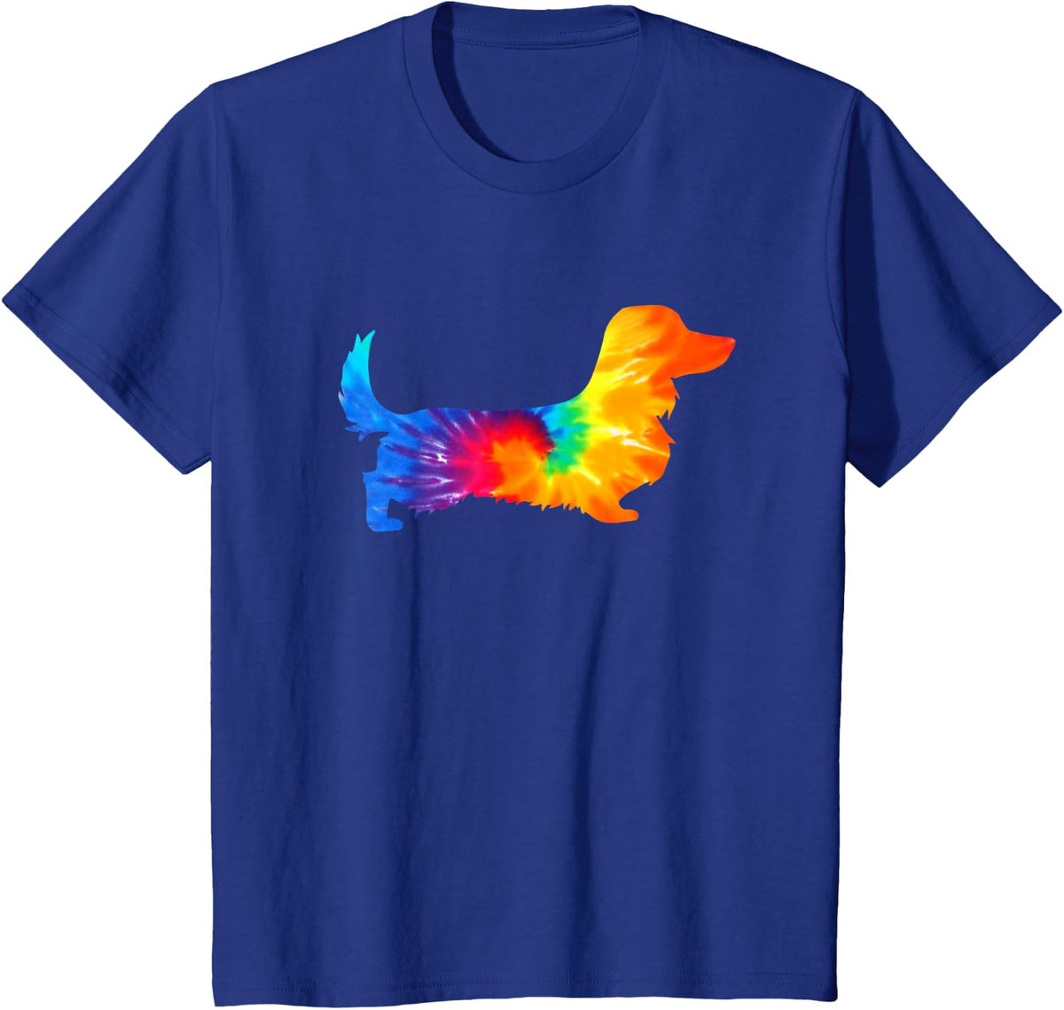 Dachshund Doxie Long Haired Tie Dye Dog Mom Dad Lover Cute T-Shirt - Royal Blue