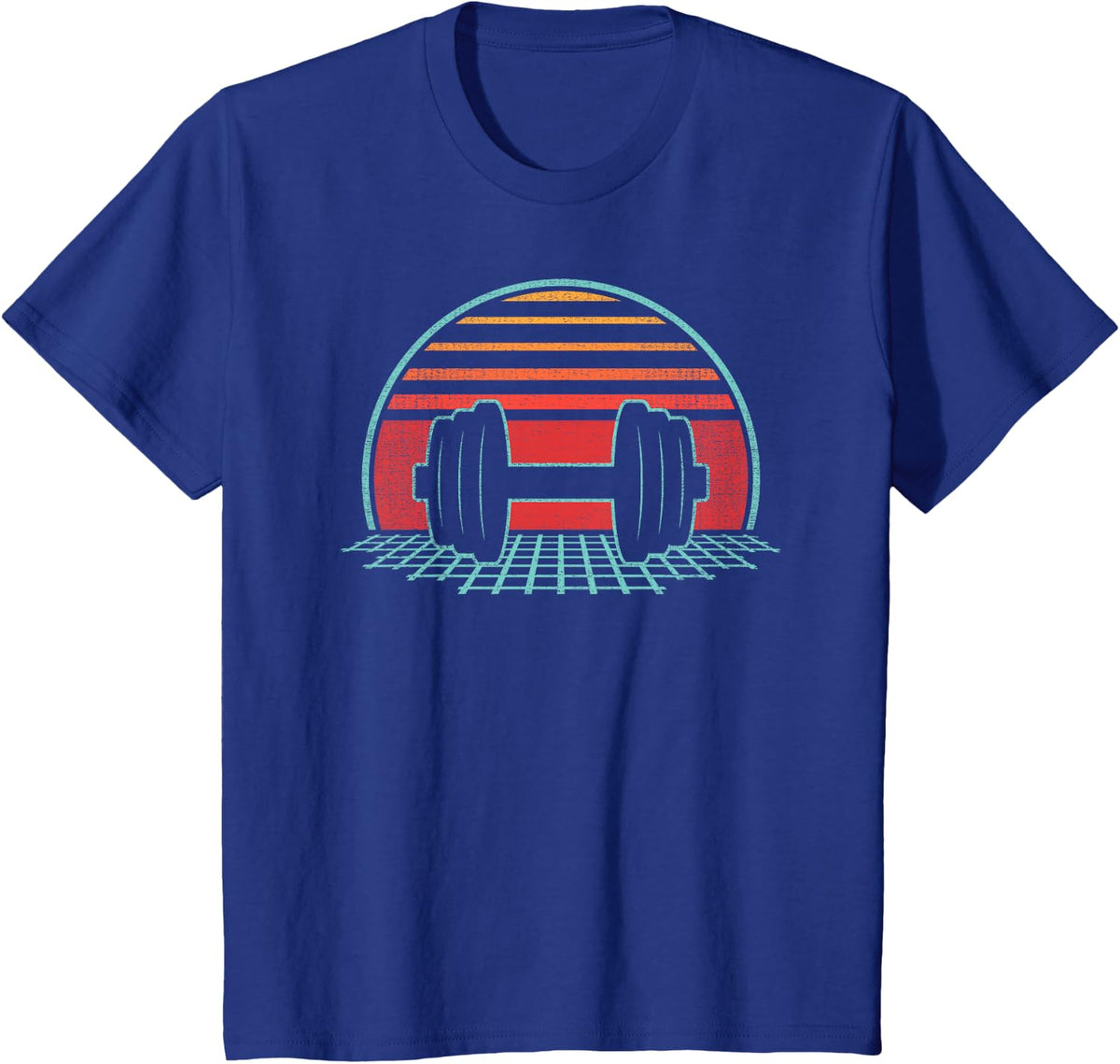 Weight Lifting Dumbbell Workout Retro Strongman Powerlifting T-Shirt - Royal Blue