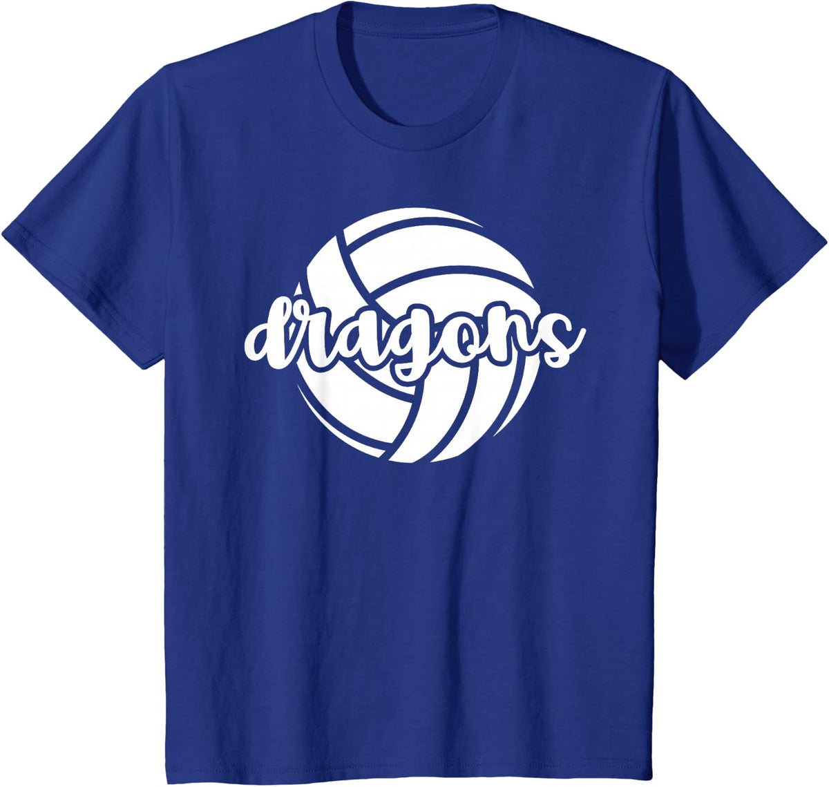 Dragons Volleyball Team Mascot School Spirit Game Night T-Shirt - Royal Blue