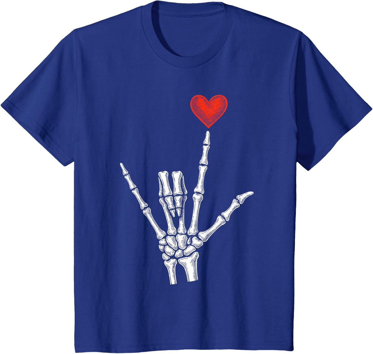 Skeleton Heart Hand Valentines Day for Men Women T-Shirt - Royal Blue