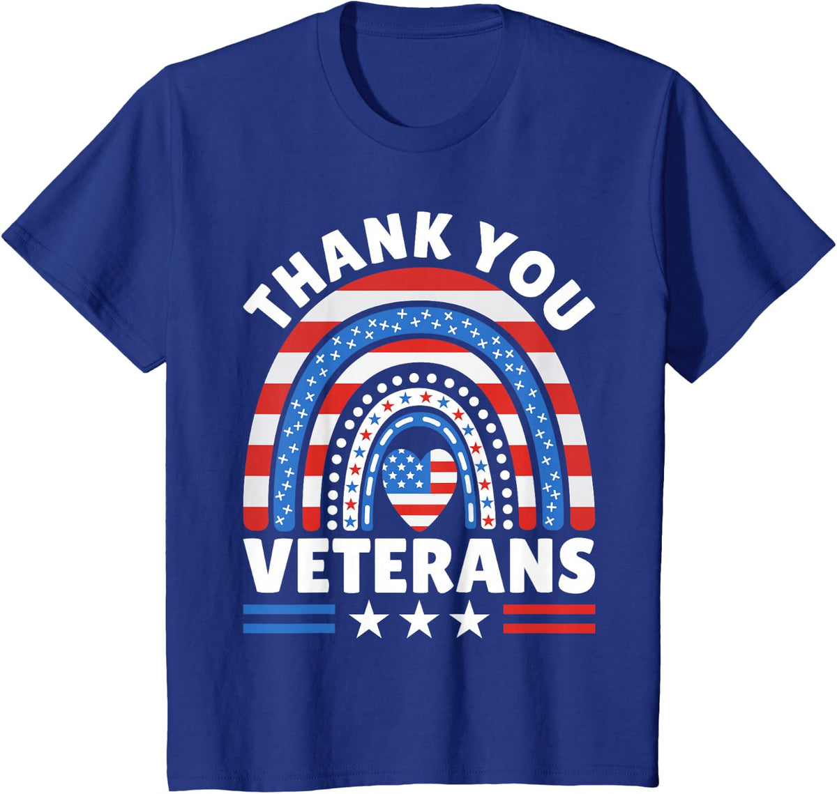 Thank You Veterans Day Patriotic American Flag USA Rainbow T-Shirt - Royal Blue
