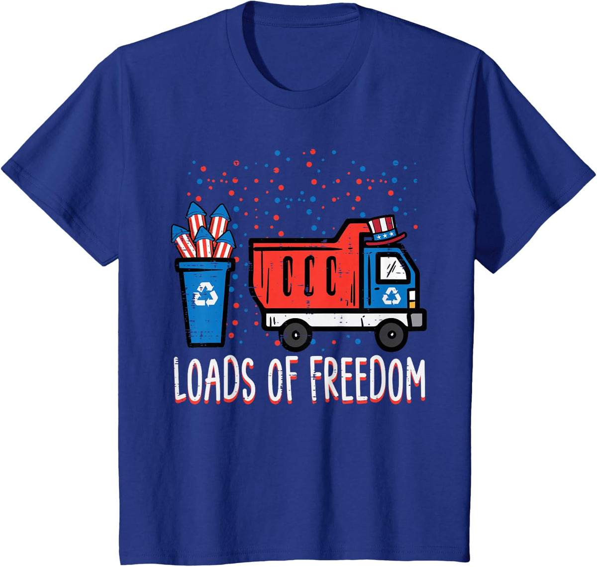 Kids 4th July Dump Truck Loads Of Freedom America Boys Kids Youth T-Shirt - Royal Blue