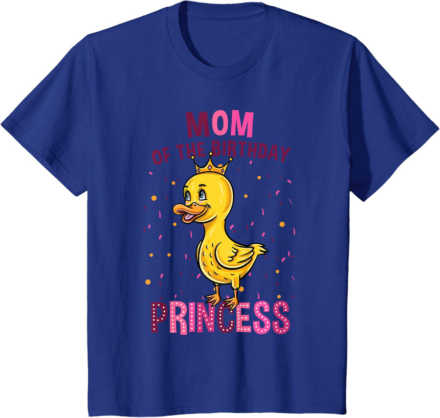 Mom Of The Birthday Princess Duck Girl Birthday T-Shirt - Royal Blue