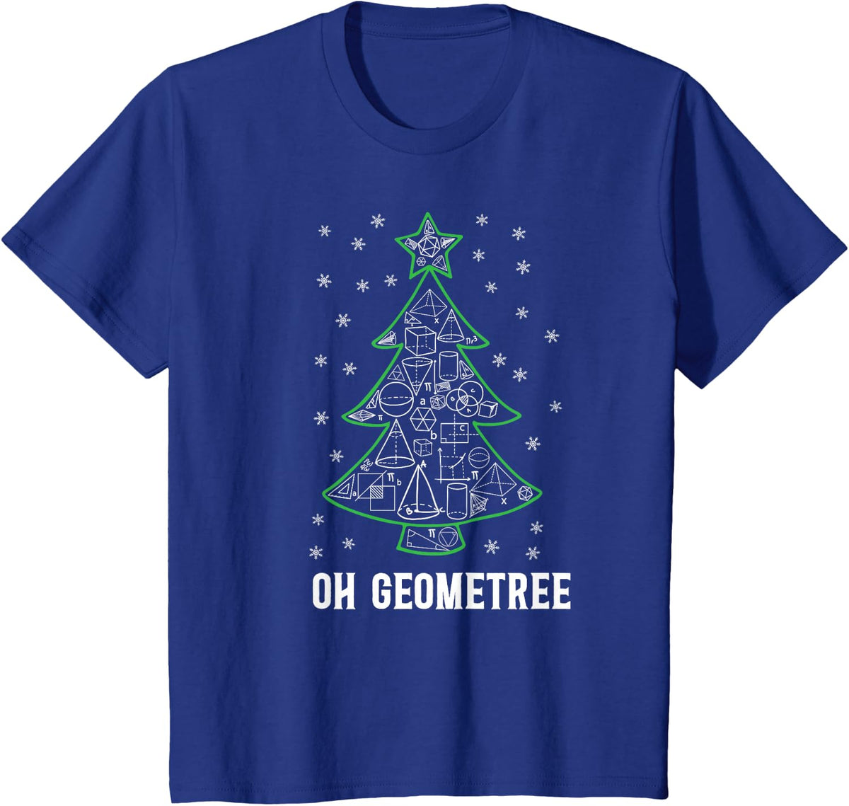 Math Nerd Student Christmas Tree Oh Geometree Geometry T-Shirt - Royal Blue