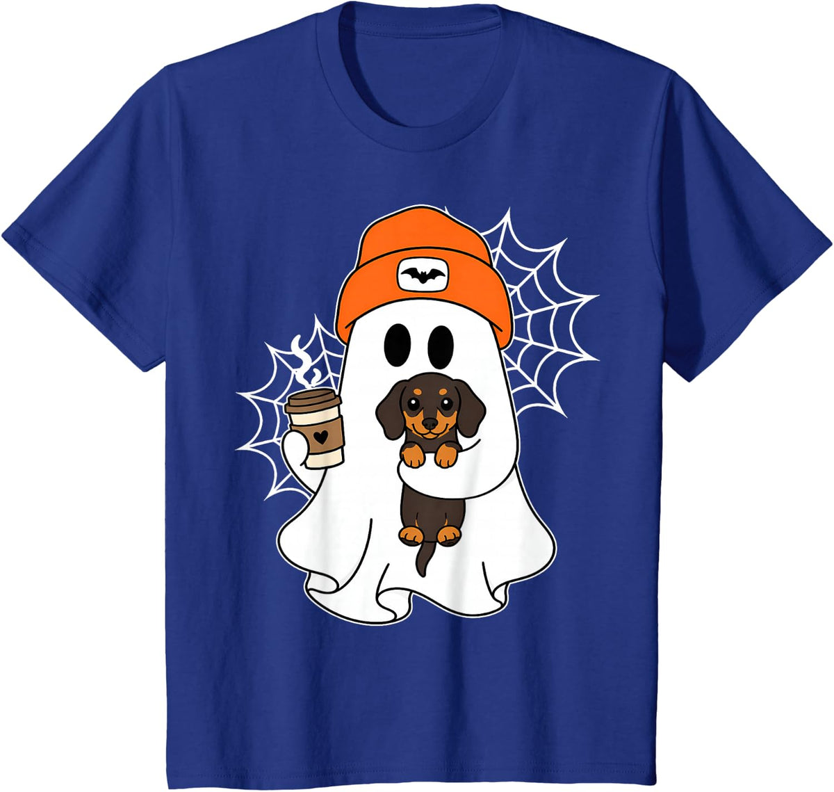 Ghost Dachshund Dog Lovers Coffee Halloween Spooky Season T-Shirt - Royal Blue