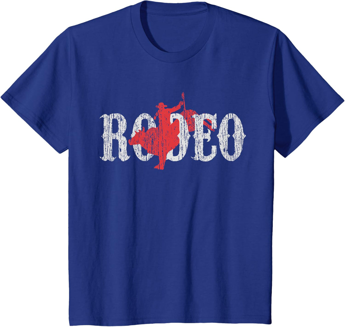 Bull Riding Rodeo Western Country Cowboy T-Shirt - Royal Blue