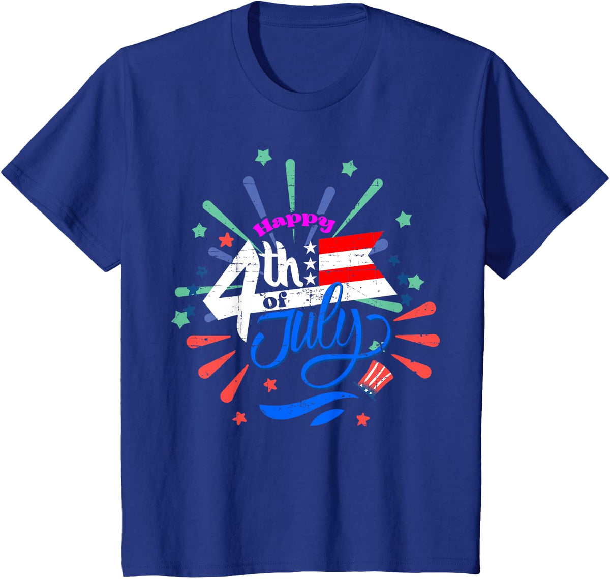 Independence Day - 4th of July - USA Flag T-Shirt - Royal Blue