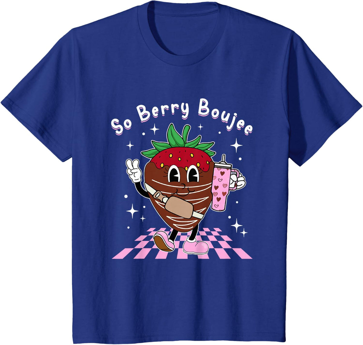 So Berry Boujee Chocolate Covered Strawberry Heart Valentine T-Shirt - Royal Blue