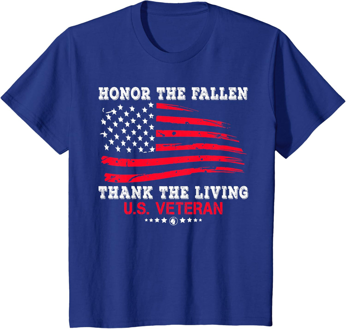 Distressed Memorial Day Honor The Fallen Thank The Living T-Shirt - Royal Blue
