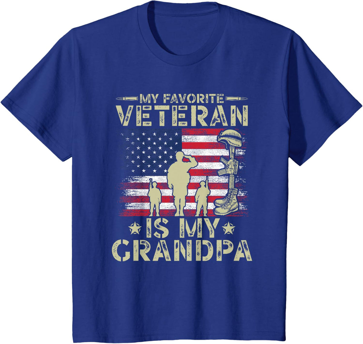 My Favorite Veteran is My Grandpa Kids Veterans Day Military T-Shirt - Royal Blue