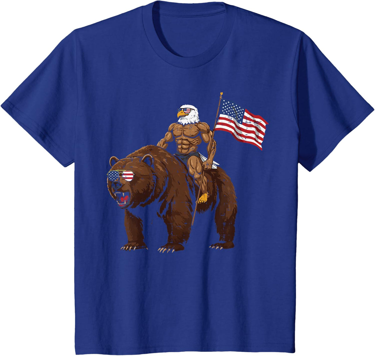 4th Of July Eagle Bear American Flag Boys Kid Men Women T-Shirt - Royal Blue