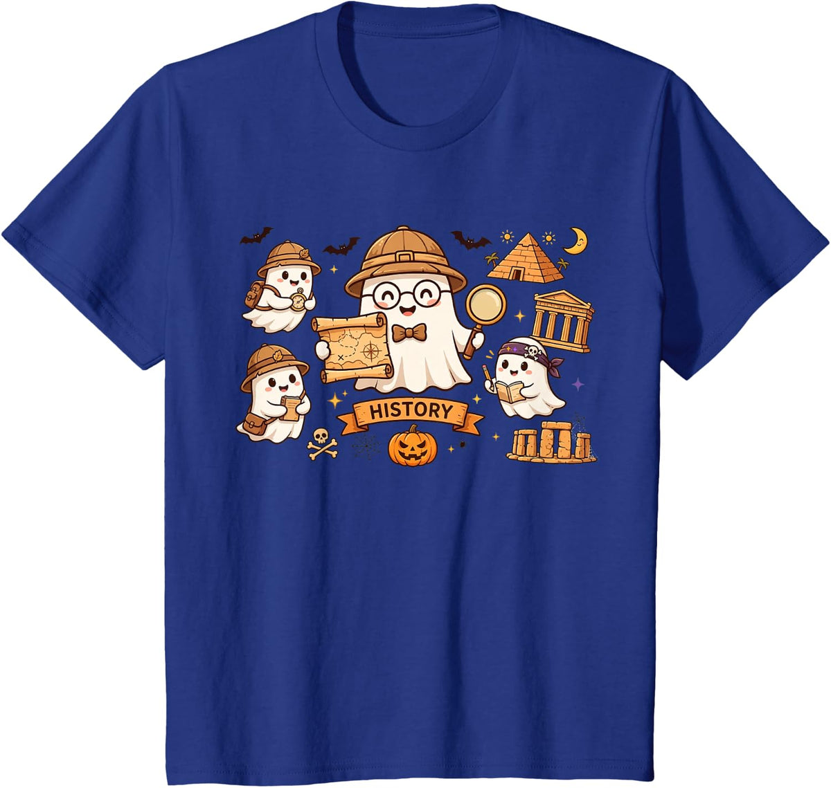 History Teacher Educator School Halloween Boo Crew T-Shirt - Royal Blue
