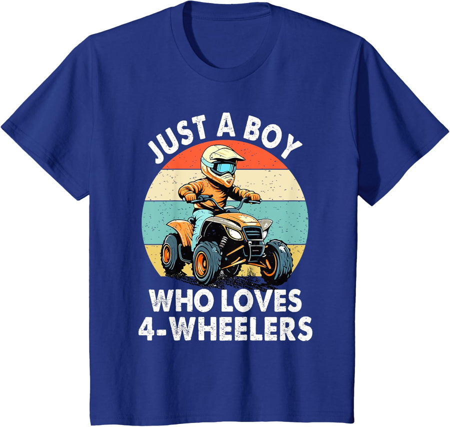 4 Wheeler Shirt Kids Toddler Just a boy who loves 4-wheelers T-Shirt - Royal Blue