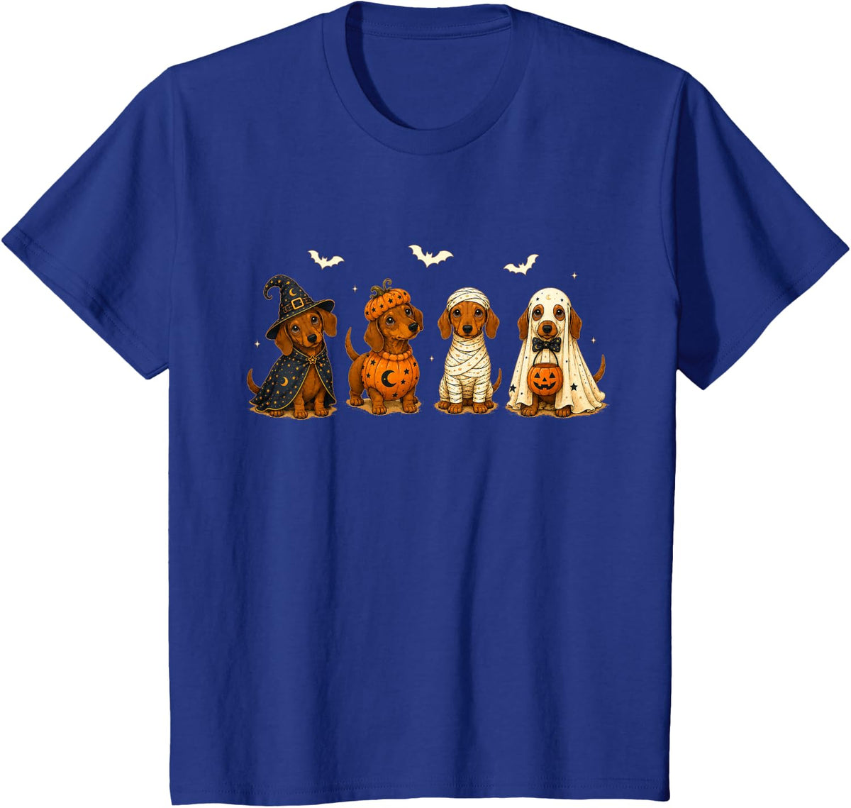 Cute Dachshund Witch Mummy Ghost Halloween Costume Dog Lover T-Shirt - Royal Blue