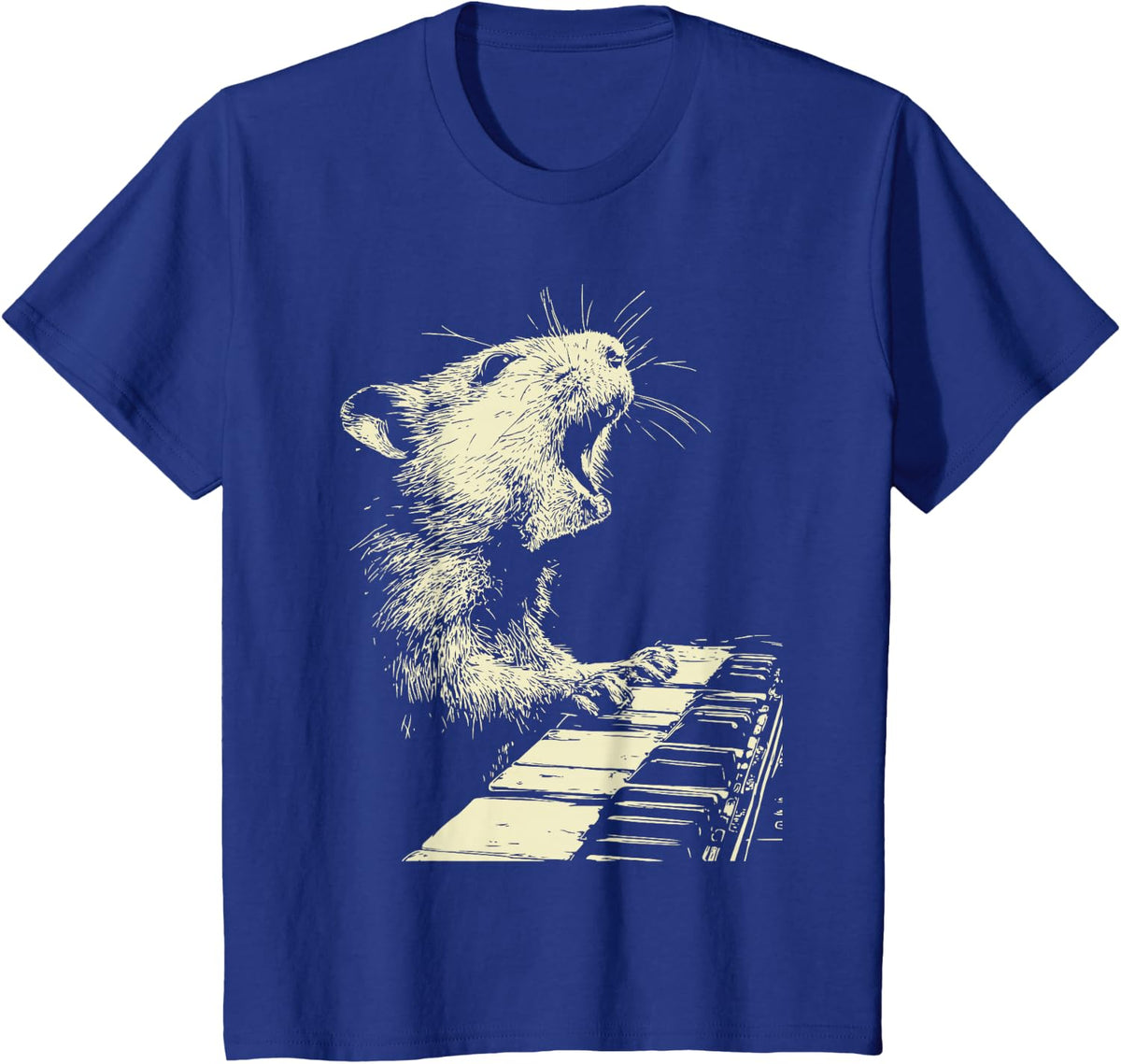 Funny Hamster Playing Piano Animal Musician Pianist Graphic T-Shirt - Royal Blue