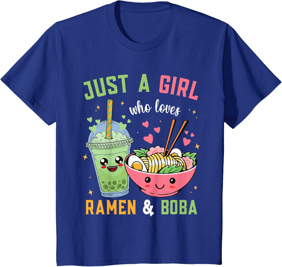Japanese Anime for a Girl who Loves Ramen and Bobakawaii T-Shirt - Royal Blue
