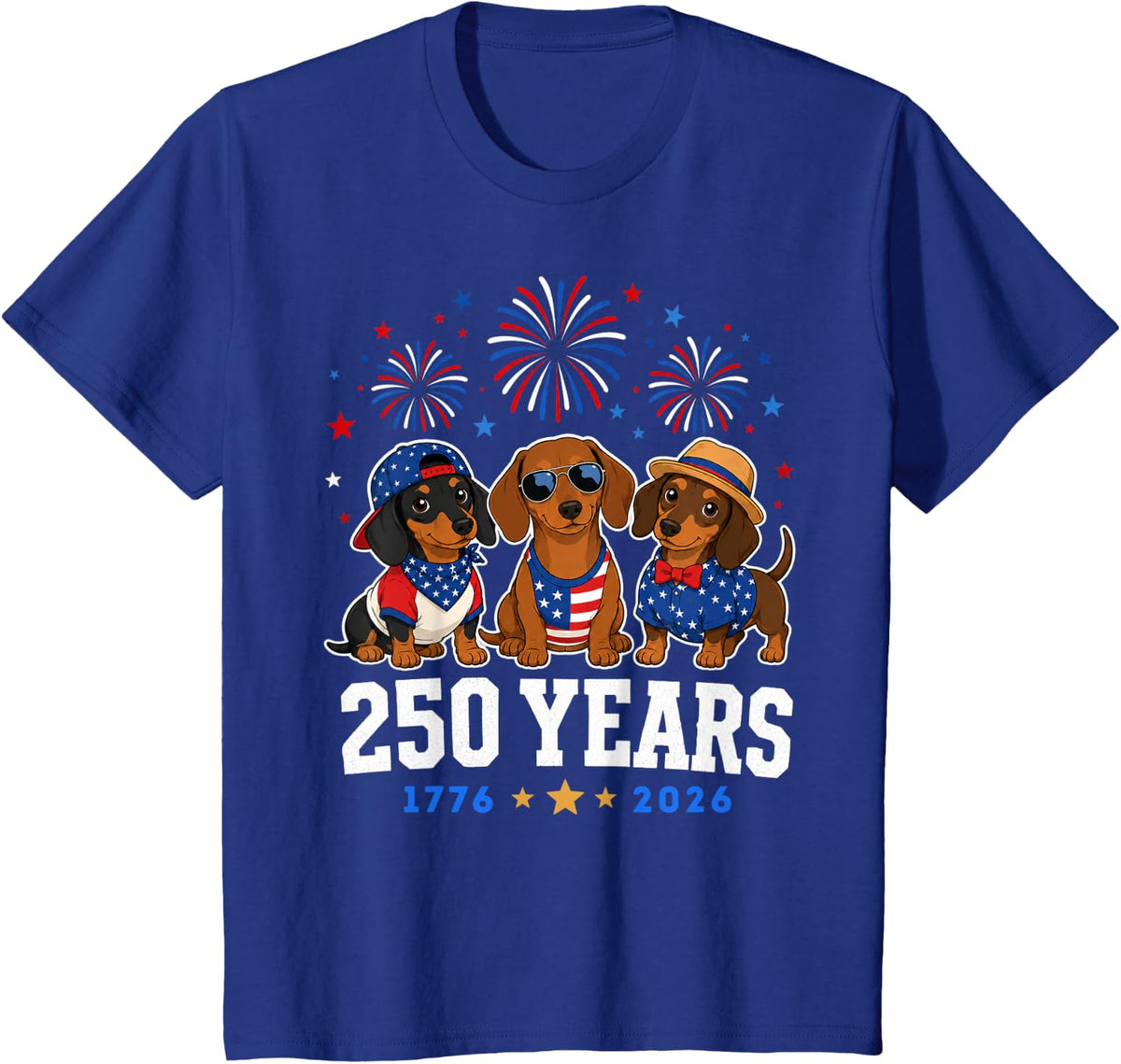 Dachshund 250 Anniversary USA 250th Dachshund 4th of July T-Shirt - Royal Blue