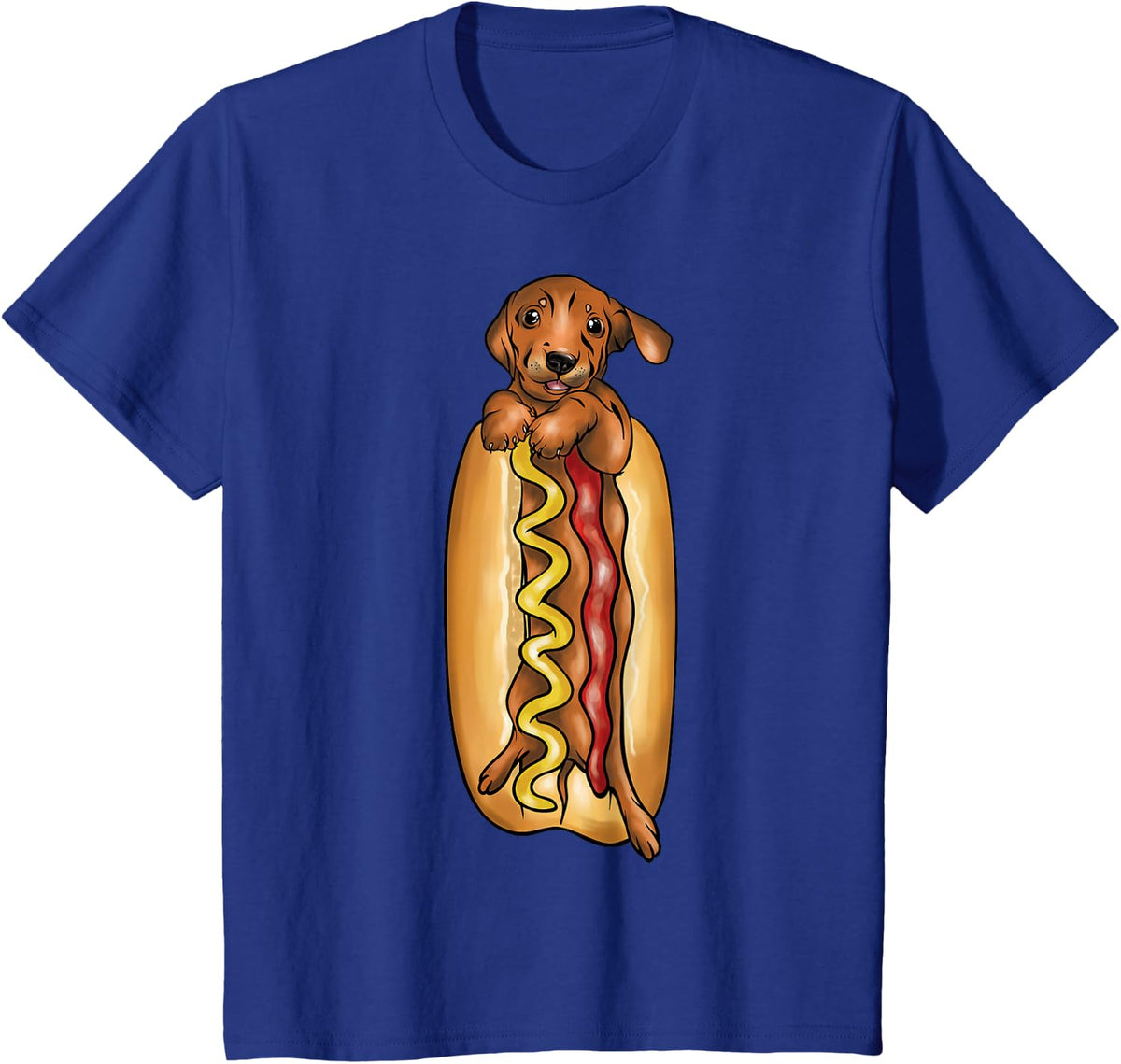 Dachshund Hot Dog Funny Graphic Shirts for Kids T-Shirt - Royal Blue