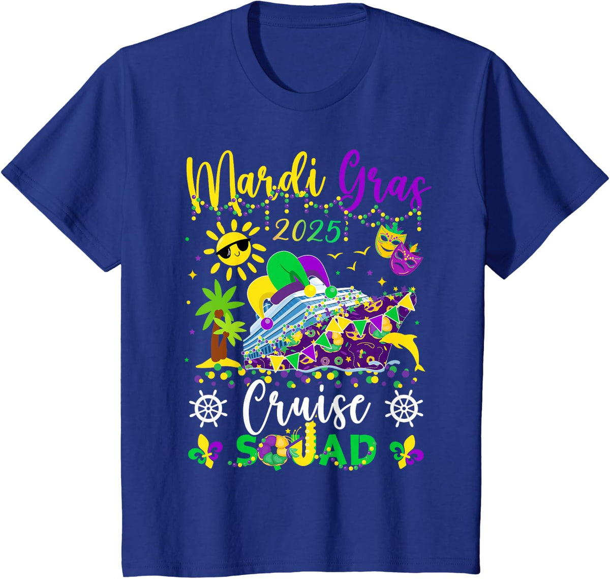 Mardi Gras Cruise Squad 2025 Matching Group Family Vacation T-Shirt - Royal Blue