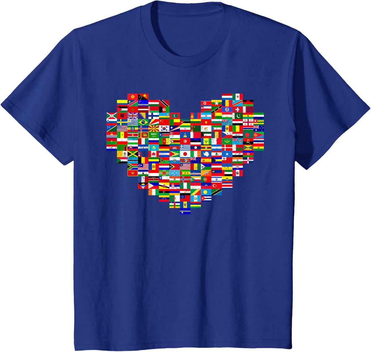Hearts World Flags Heart Flags of the Countries T-Shirt - Royal Blue