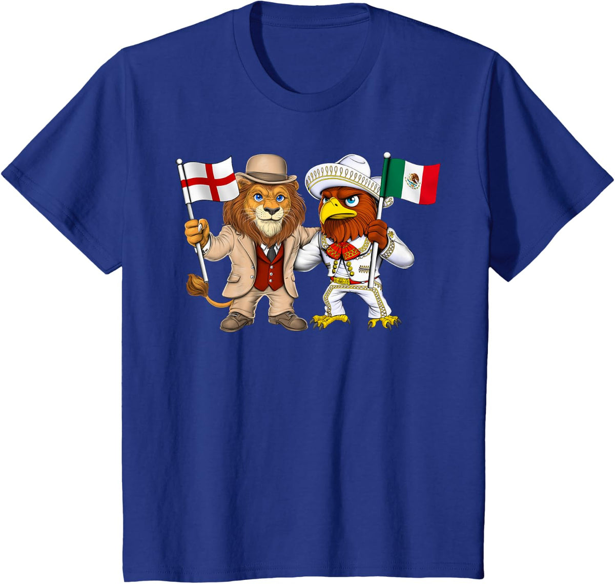 England Mexico Roots Mexican UK British English Flag T-Shirt - Royal Blue
