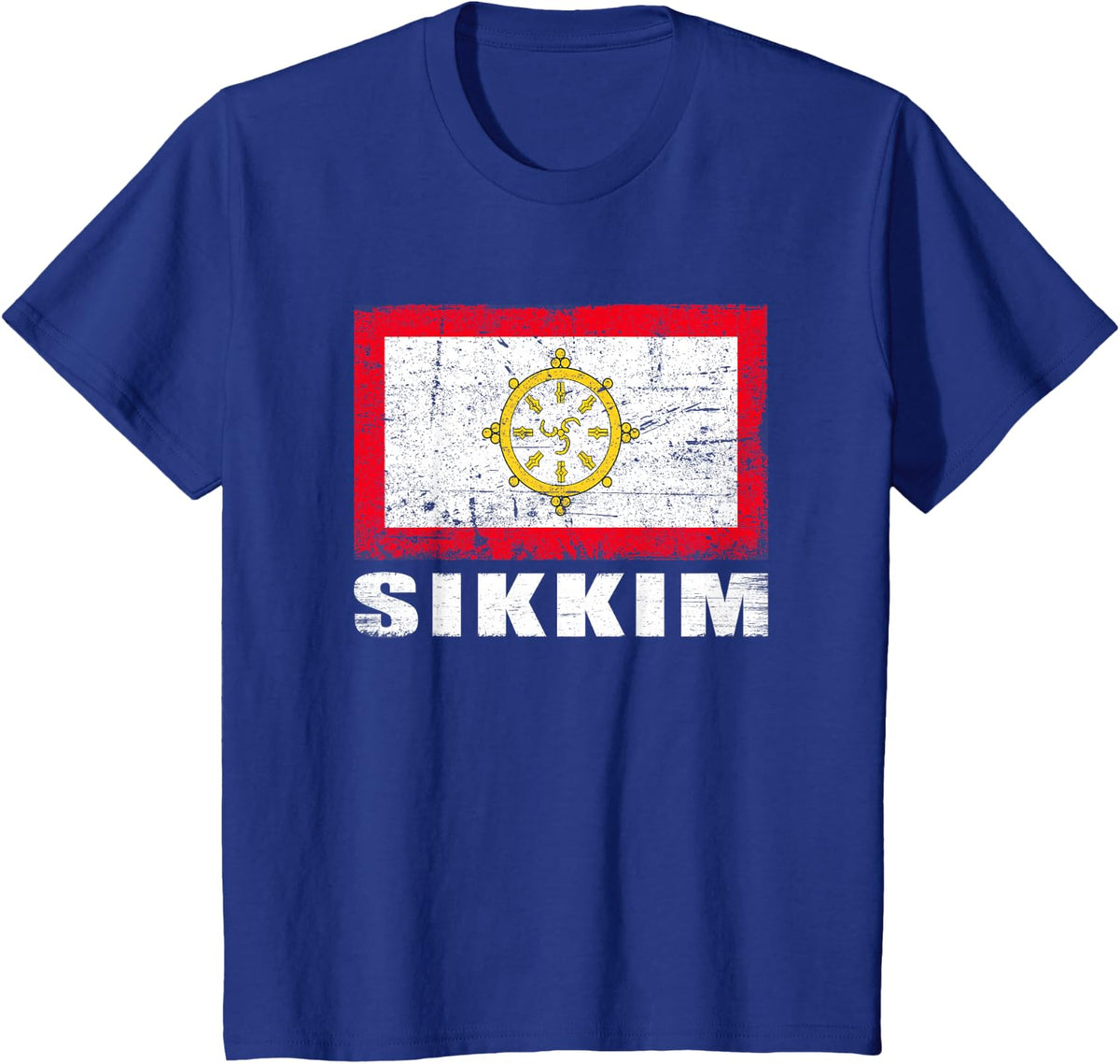 Sikkim Flag Design Grunge Country Flag Sikkim T-Shirt - Royal Blue