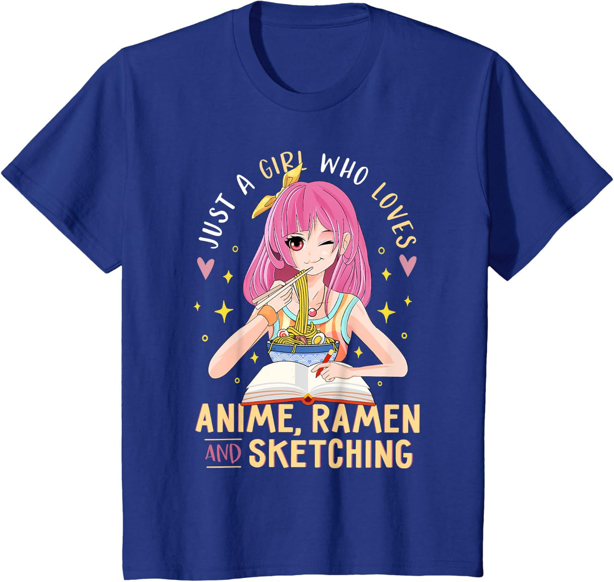 Just A Girl Who Loves Anime Ramen and Sketching Girl Anime T-Shirt - Royal Blue
