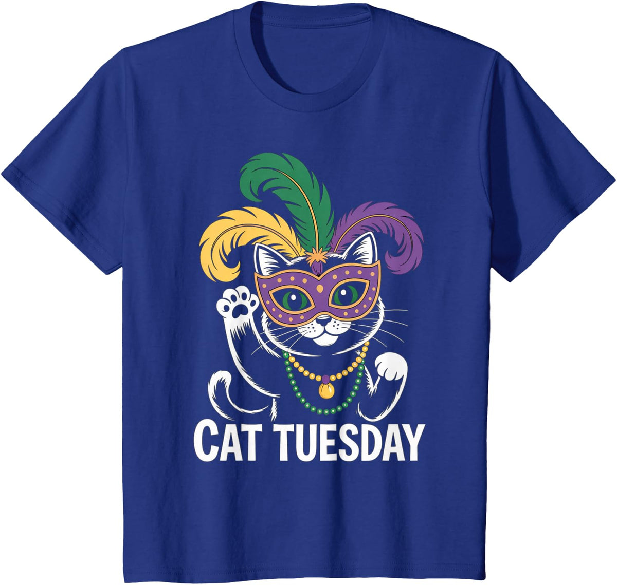 Mardi Gras Cat Tuesday New Orleans Party Cat Lover T-Shirt - Royal Blue