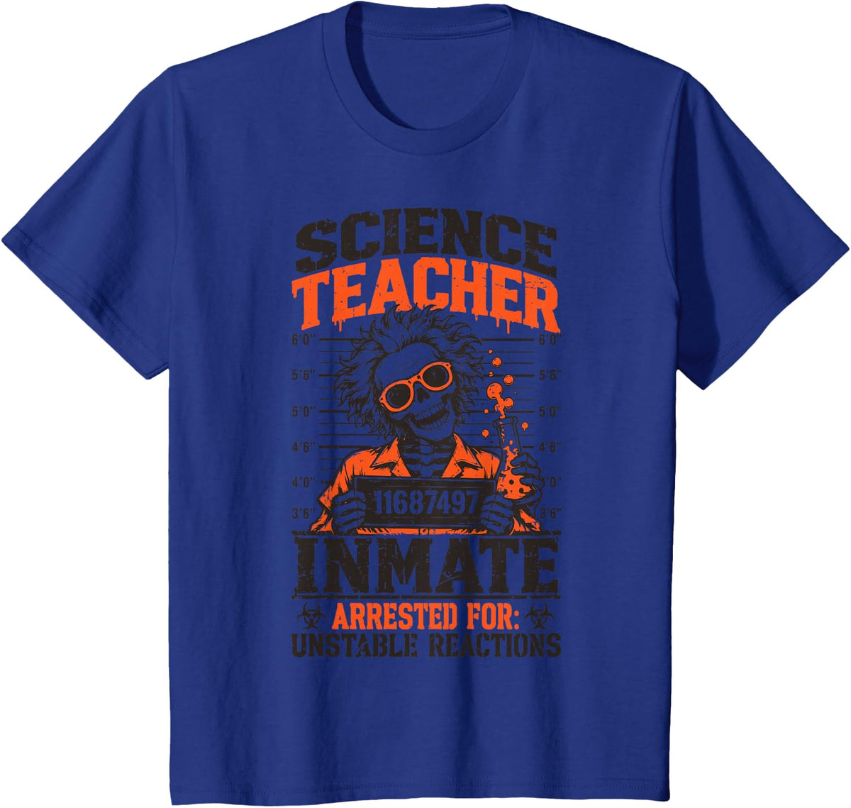 Skeleton Science Teacher Halloween Costume Mad Scientist T-Shirt - Royal Blue