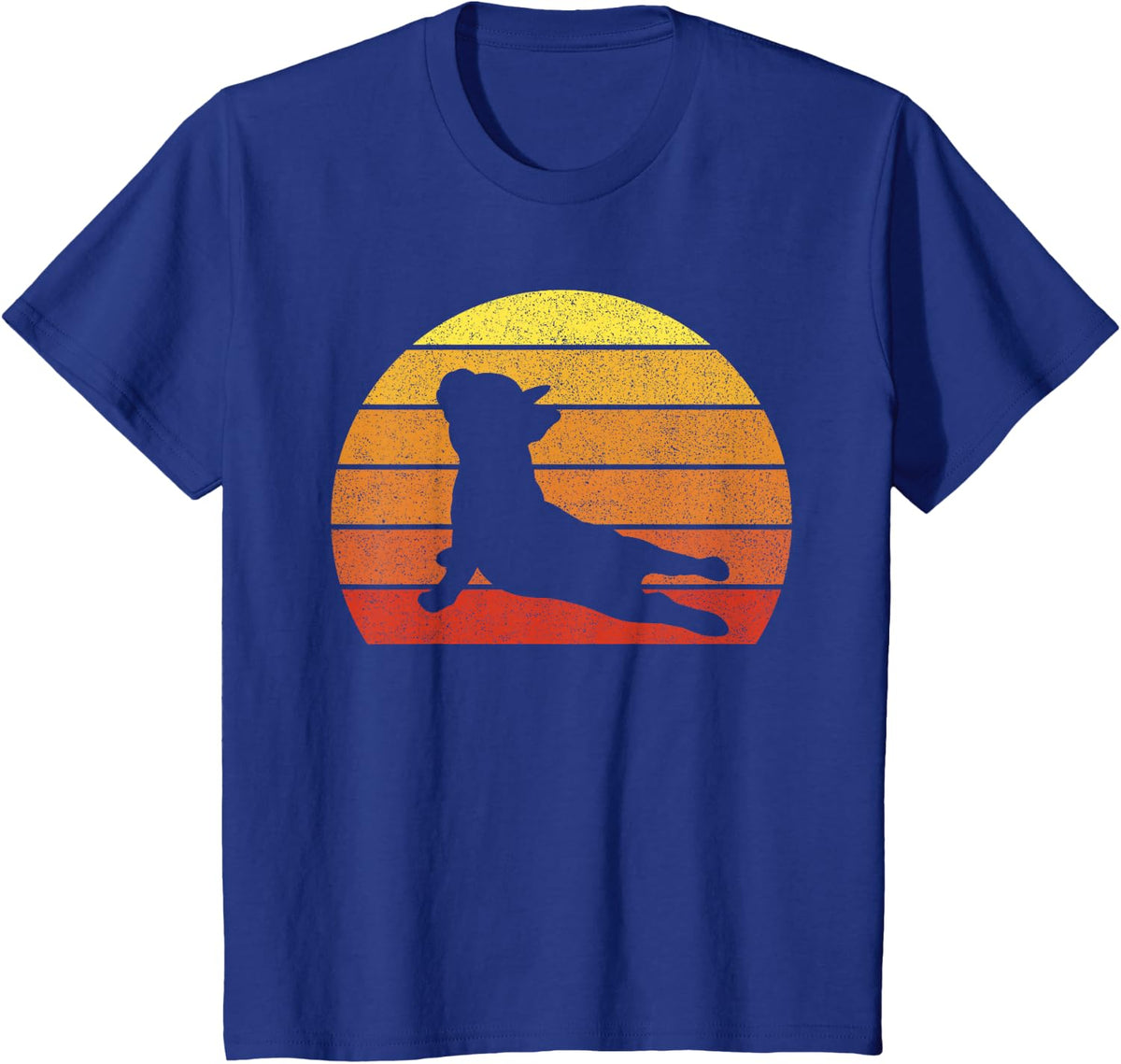 Retro Vintage French Bulldog Shirt Yoga Funny French Bulldog T-Shirt - Royal Blue