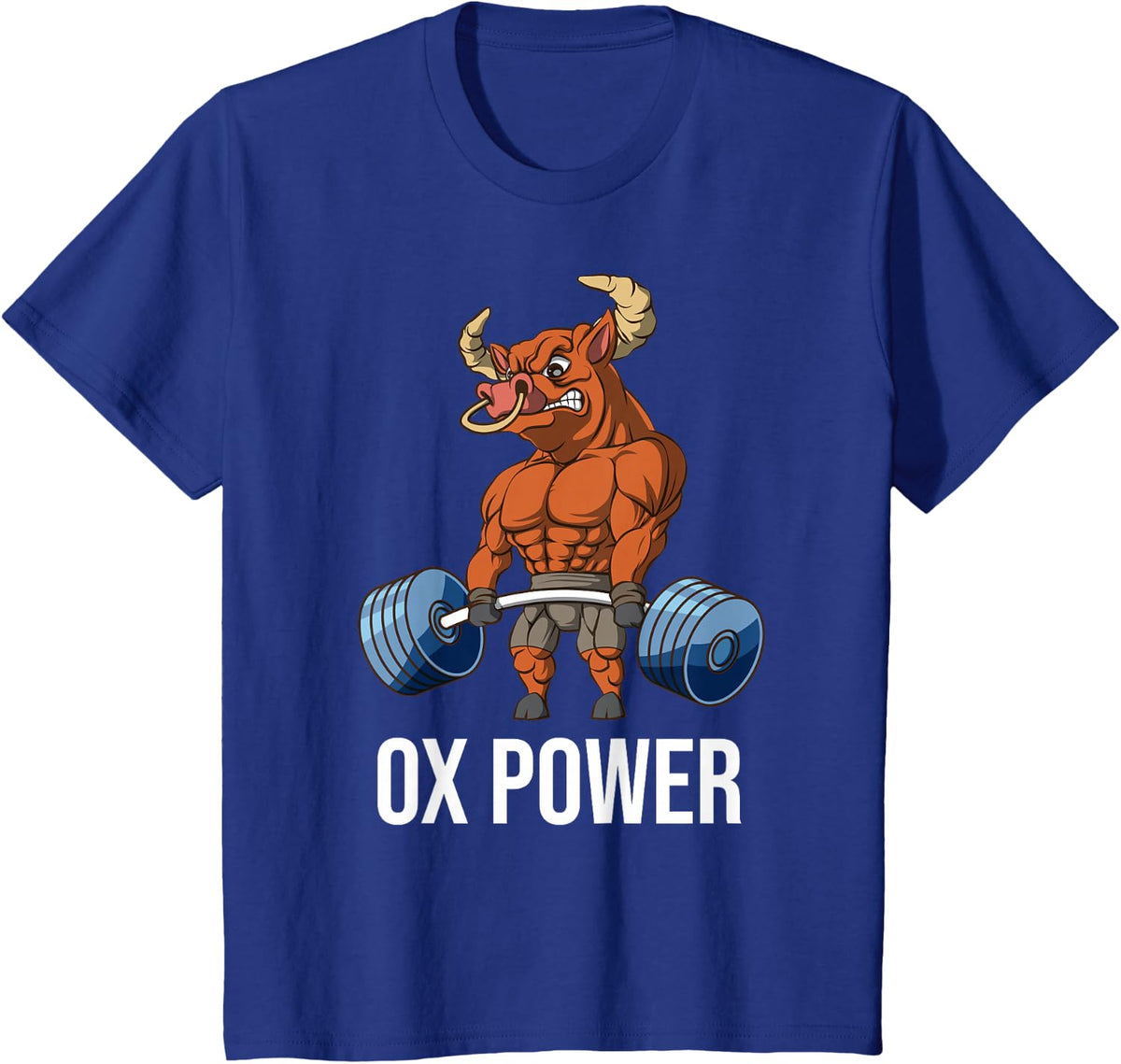 OX Power Weightlifting Deadlift Fitness Gym T-Shirt - Royal Blue