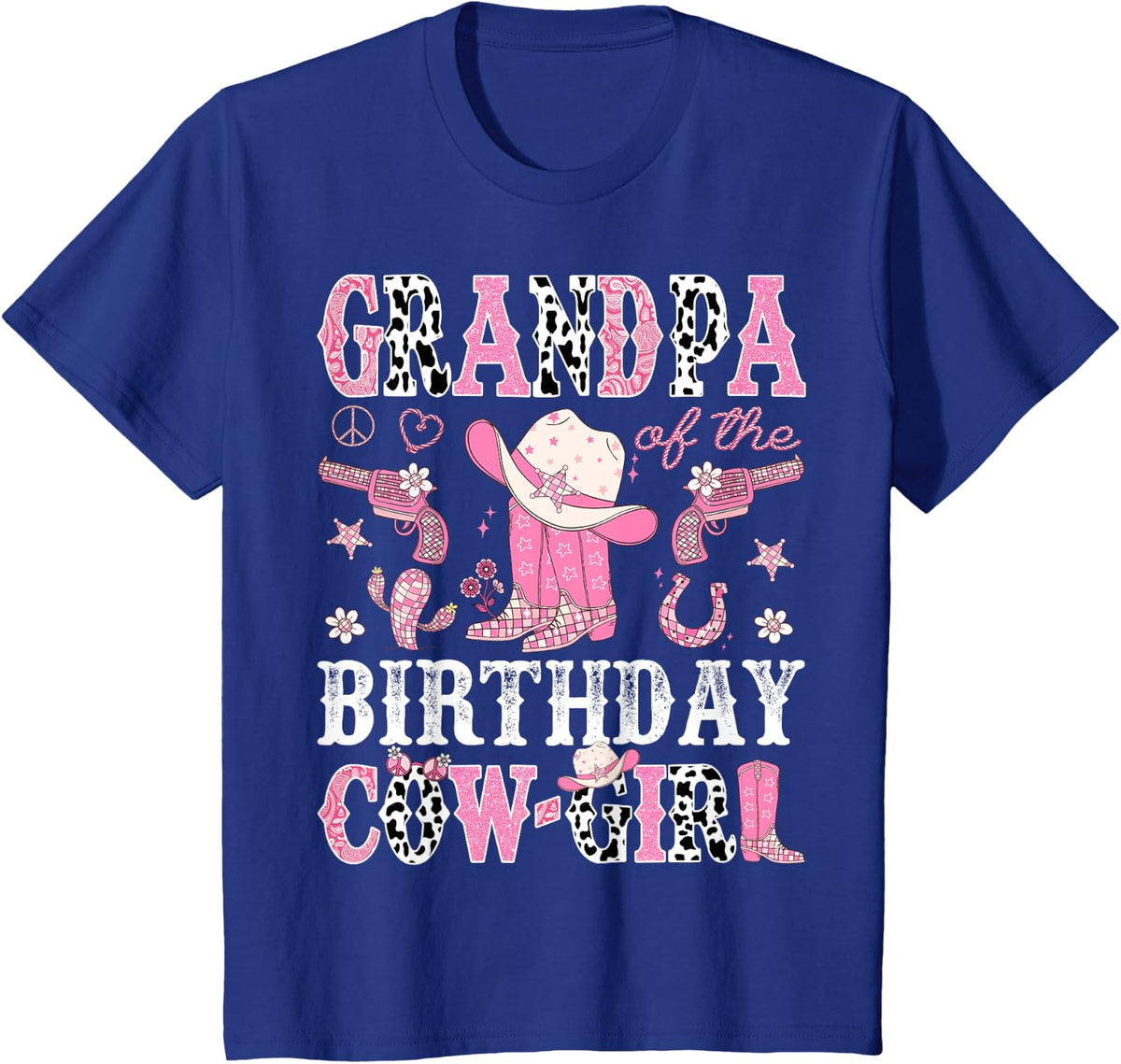 Grandpa Of The Birthday CowGirl Pink Disco Rodeo Western T-Shirt - Royal Blue