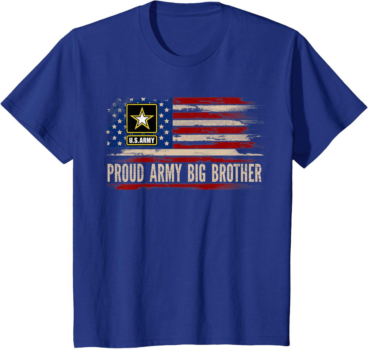 Vintage Proud Army Big Brother American Flag Veteran Gift T-Shirt - Royal Blue