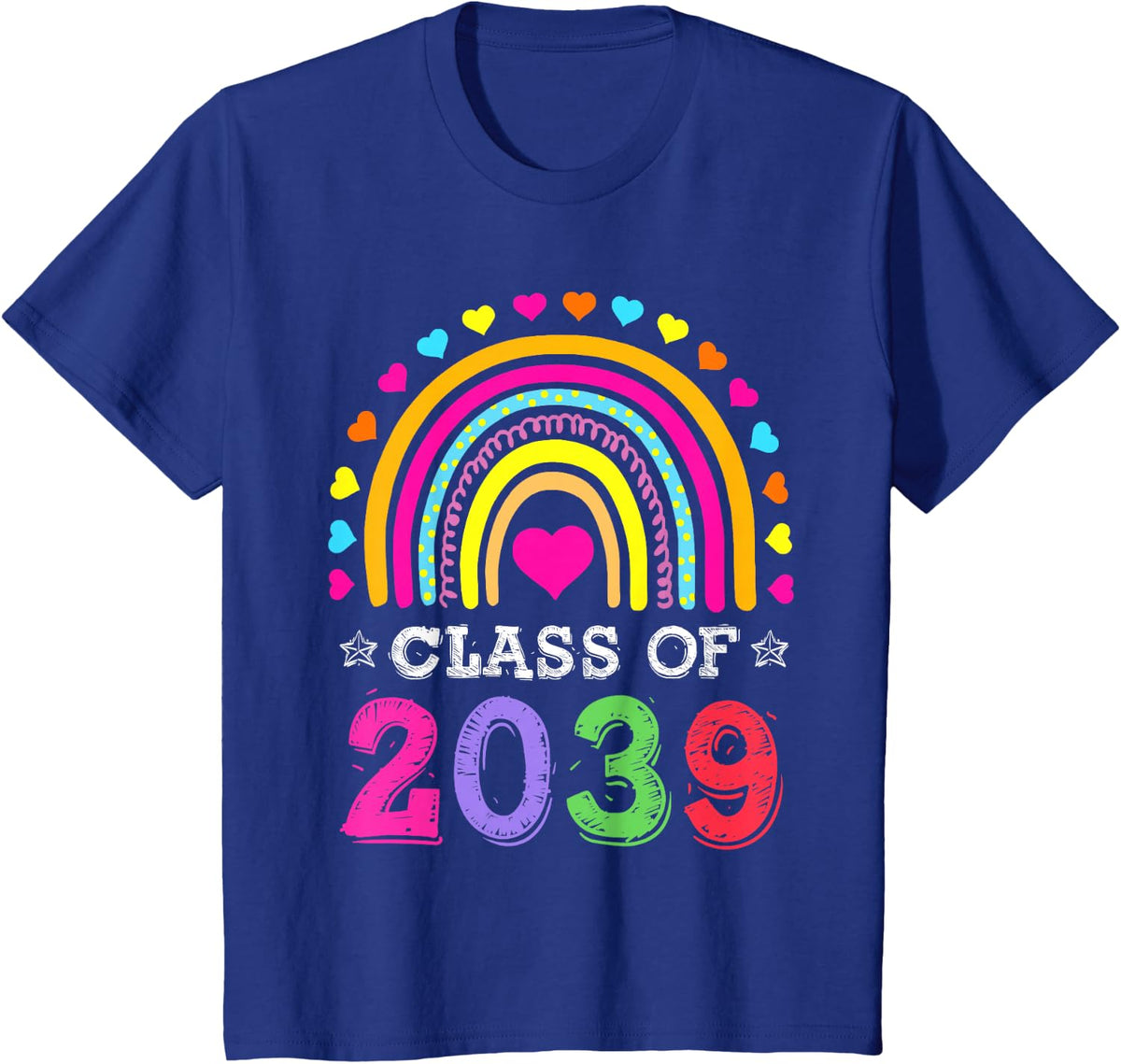 Class Of 2039 Shirt Kids Graduation Pre-K Graduate Rainbow T-Shirt - Royal Blue