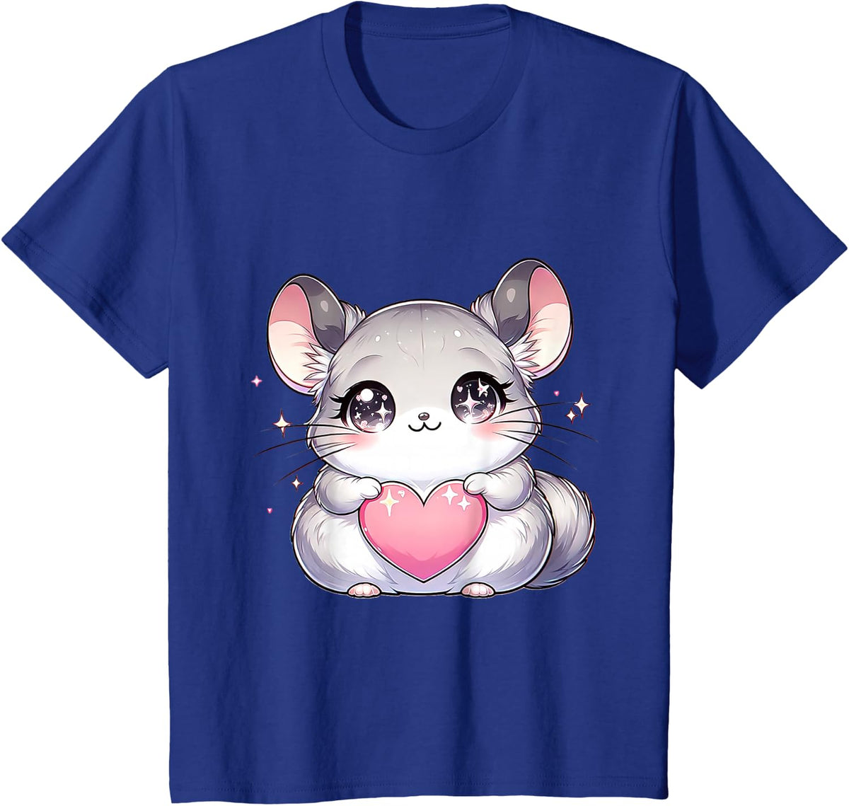 Kawaii Chinchilla Valentines Day Kids Teen Girls Otaku T-Shirt - Royal Blue