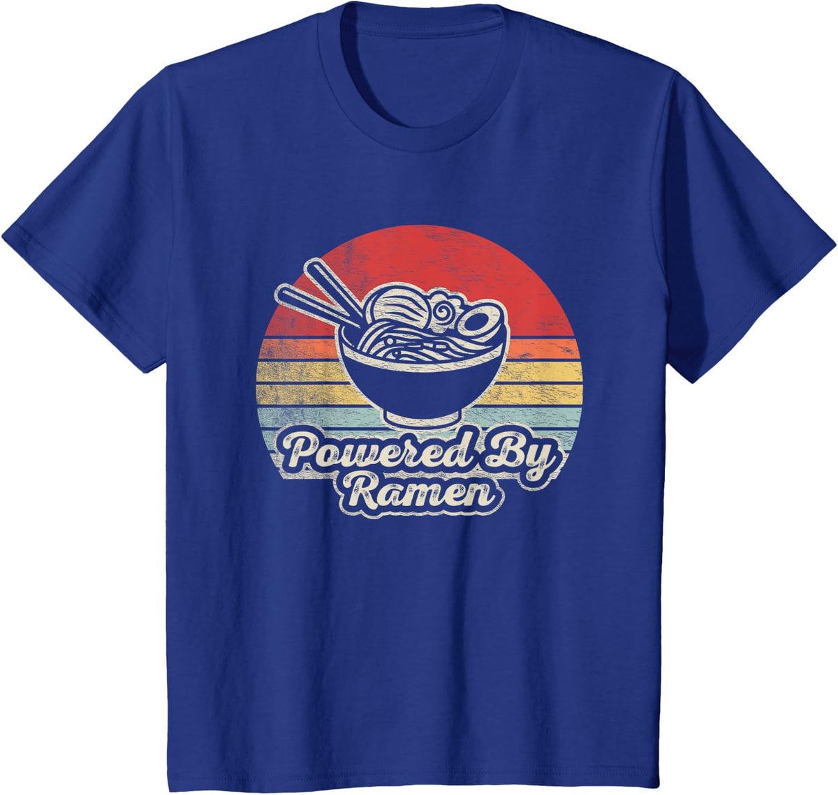 Retro Vintage Powered By Ramen T-Shirt Ramen Lover Noodle Tee Gift - Royal Blue