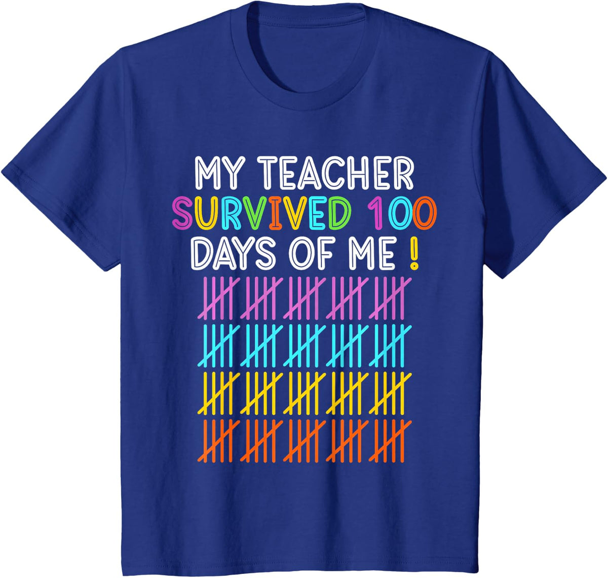 100 Days of School Happy 100th Day of School Teacher Student T-Shirt - Royal Blue