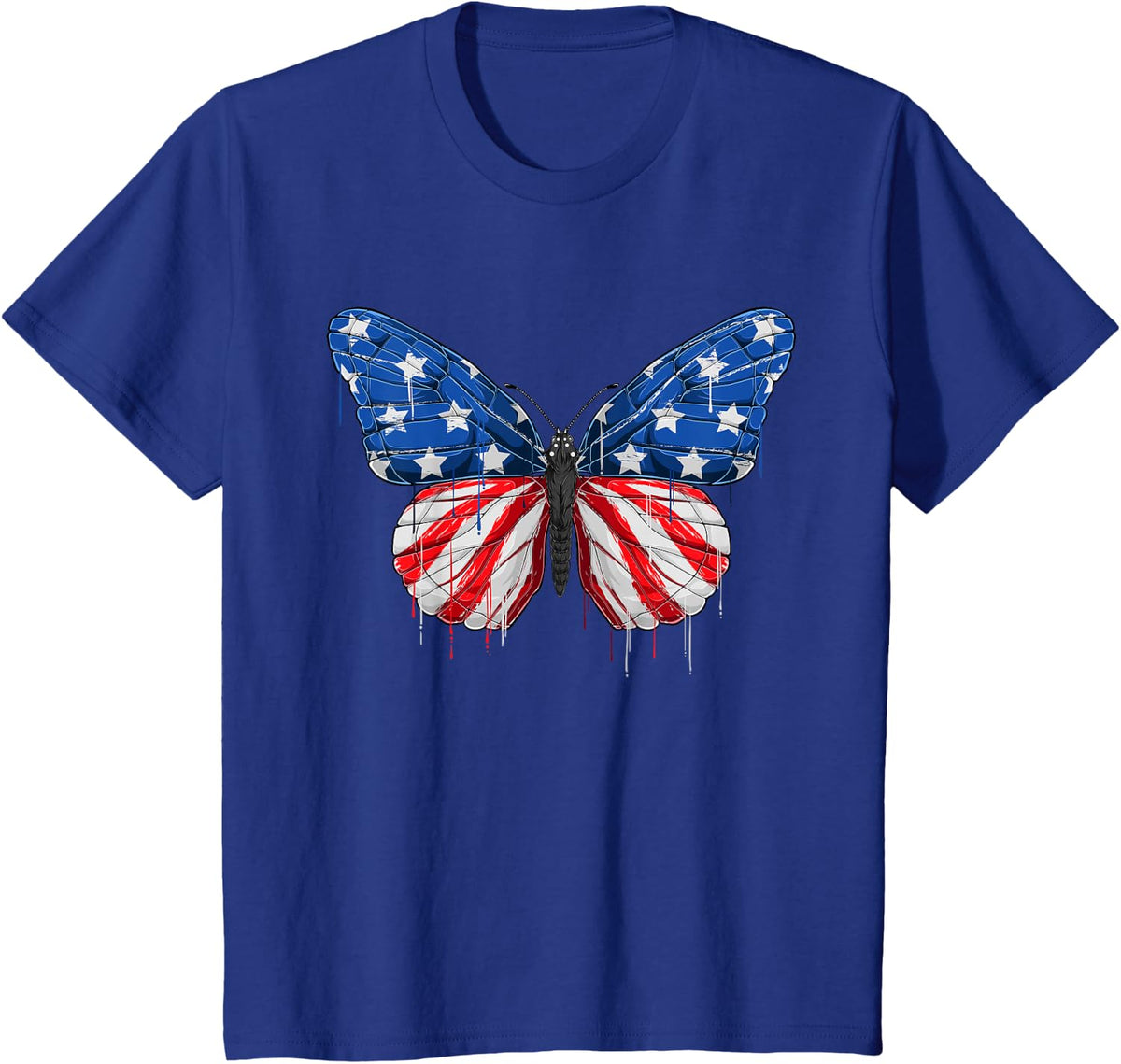 Butterfly USA Flag 4th of July For Women Girl US T-Shirt - Royal Blue