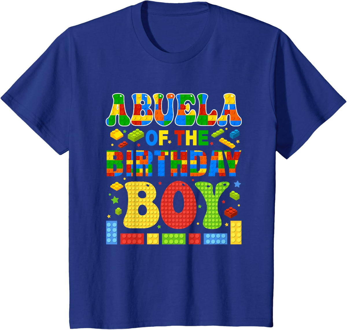 Abuela of The Birthday Boy Master Builder Blocks Building T-Shirt - Royal Blue
