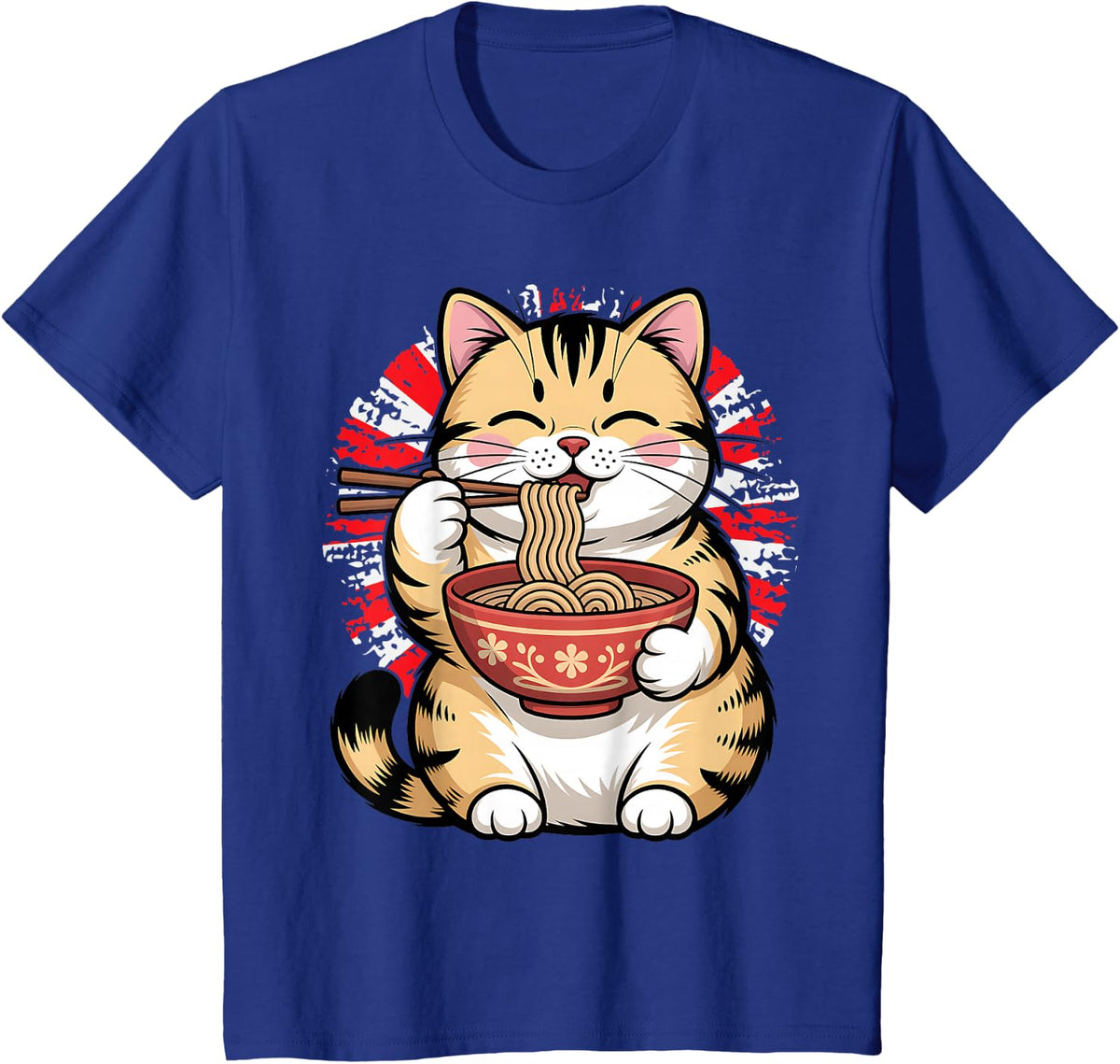 Cute Cat Ramen Noodle Toddler Boy Girl Funny Kawaii Anime T-Shirt - Royal Blue
