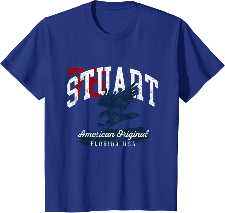 Stuart Florida Vintage Patriotic Sports Design T-Shirt - Royal Blue
