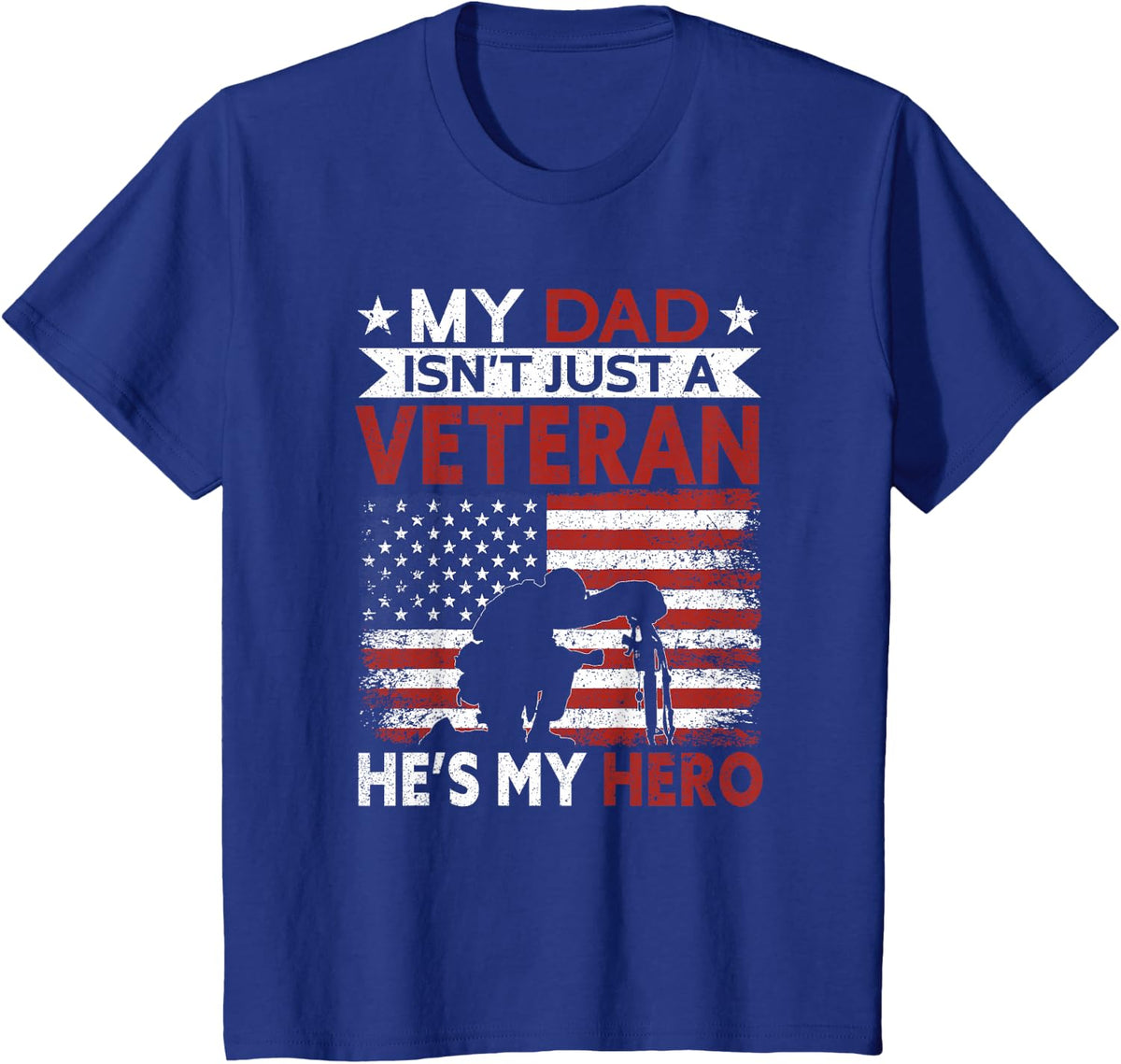 Veteran Dad He's My Hero | Proud American Veteran Dad T-Shirt - Royal Blue