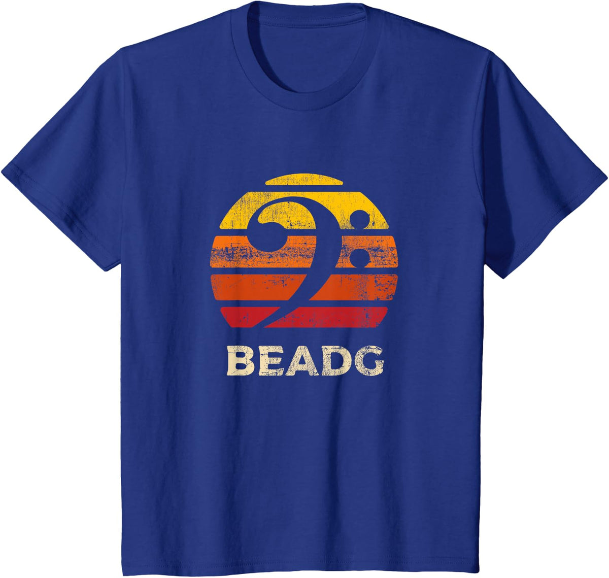 BEADG Vintage Bass Clef Sunset Bassist 5 String Player Gifts T-Shirt - Royal Blue