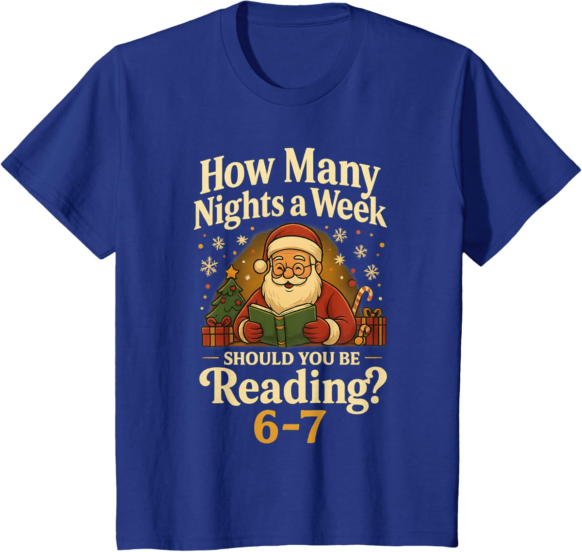 Funny Santa Reading 67 Meme Tee Christmas Teacher Book Lover T-Shirt - Royal Blue