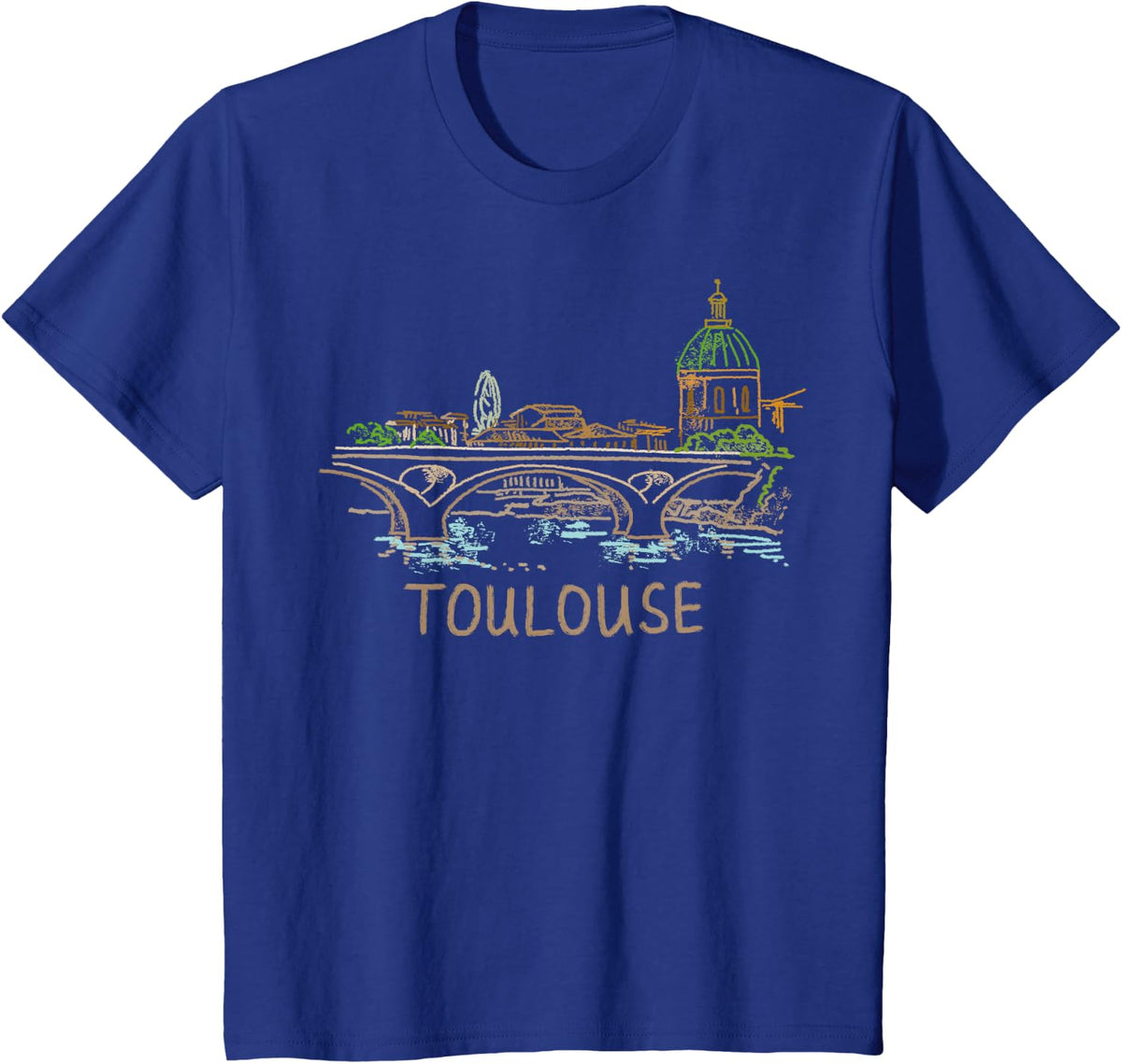 Toulouse City France Travel Souvenir Historic Landmark Gift T-Shirt - Royal Blue
