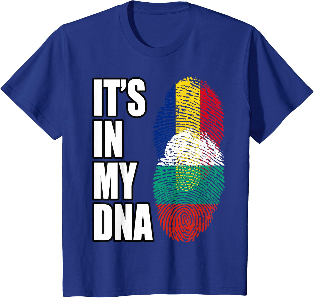 Romanian And Bulgarian Vintage Heritage DNA Flag T-Shirt - Royal Blue